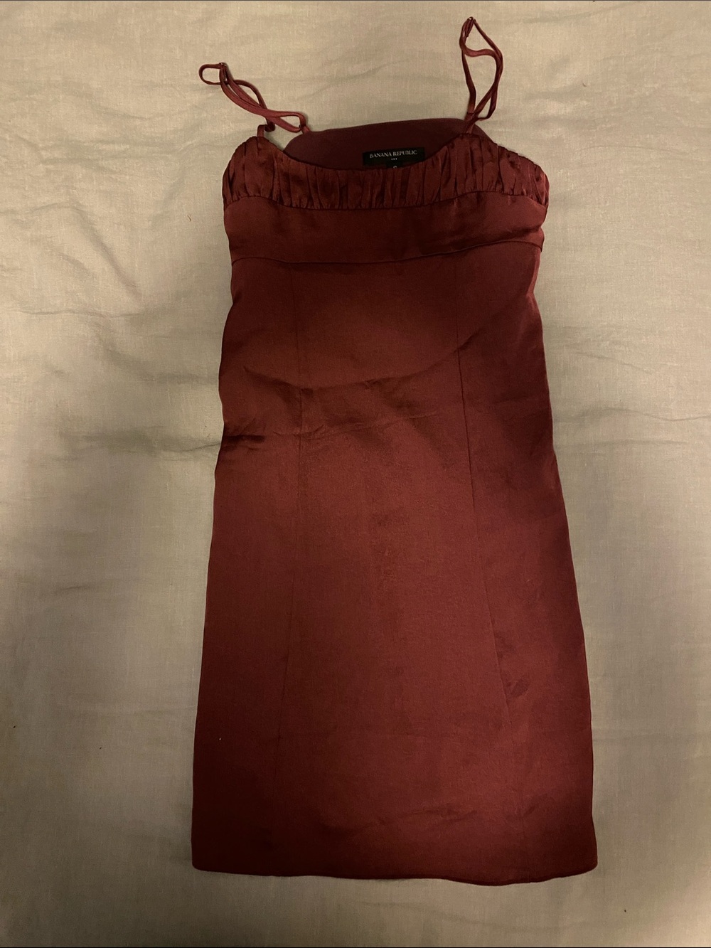 Banana Republic Wine Red Spaghetti-Strap Silk Mini Dress